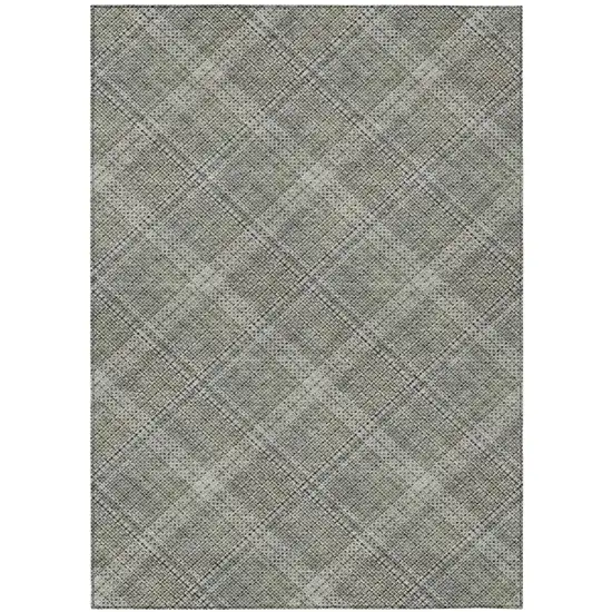 Beige And Brown Plaid Washable Indoor Outdoor Area Rug Photo 3