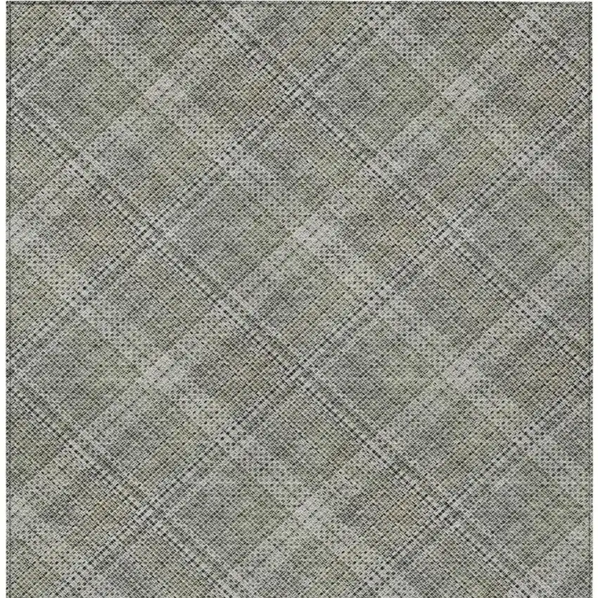Beige And Brown Plaid Washable Indoor Outdoor Area Rug Photo 7