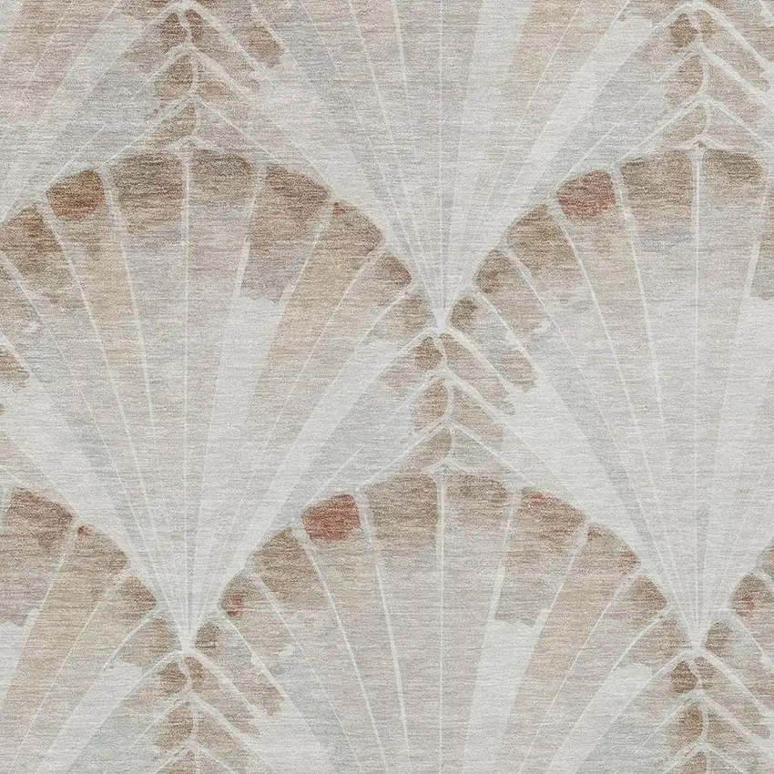 Beige And Brown Seashell Washable Indoor Outdoor Area Rug Photo 2