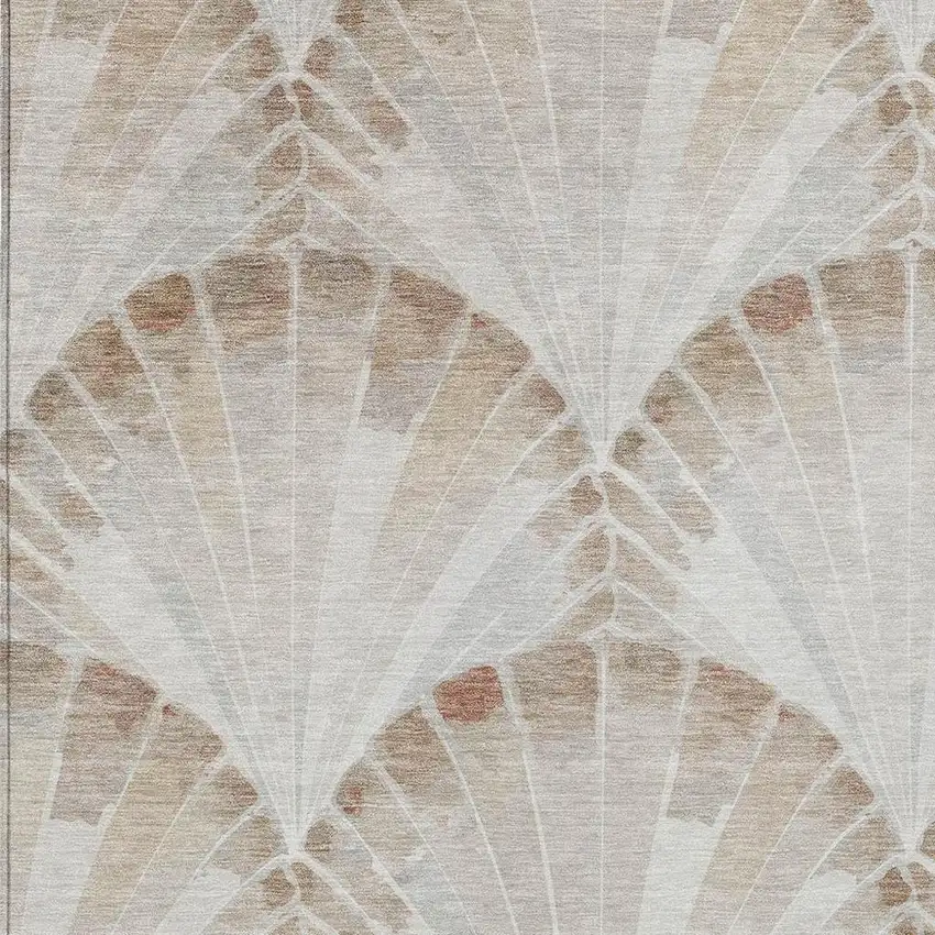 Beige And Brown Seashell Washable Indoor Outdoor Area Rug Photo 2