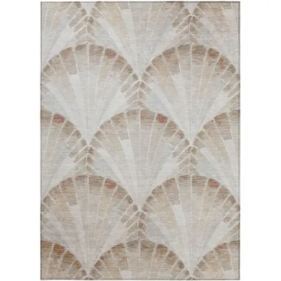 Beige And Brown Seashell Washable Indoor Outdoor Area Rug Photo 3