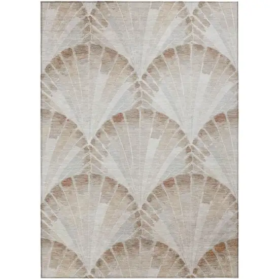 Beige And Brown Seashell Washable Indoor Outdoor Area Rug Photo 1