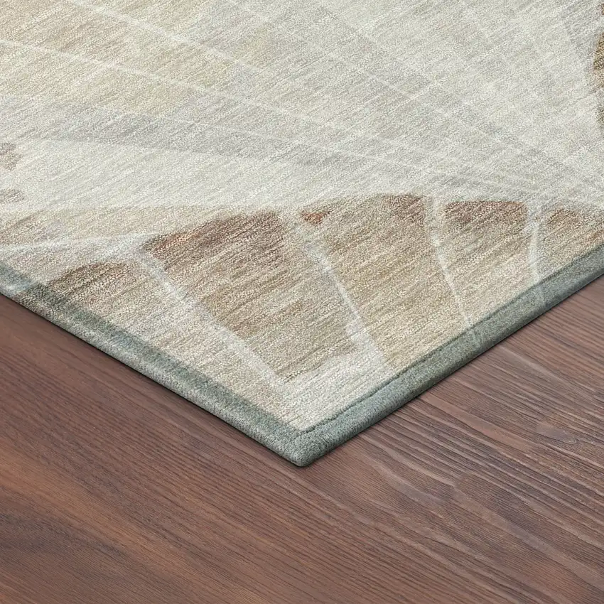 Beige And Brown Seashell Washable Indoor Outdoor Area Rug Photo 5