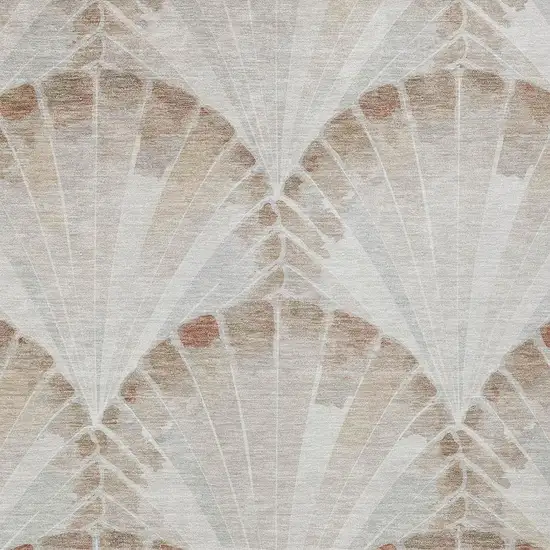 Beige And Brown Seashell Washable Indoor Outdoor Area Rug Photo 2