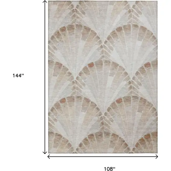 Beige And Brown Seashell Washable Indoor Outdoor Area Rug Photo 7