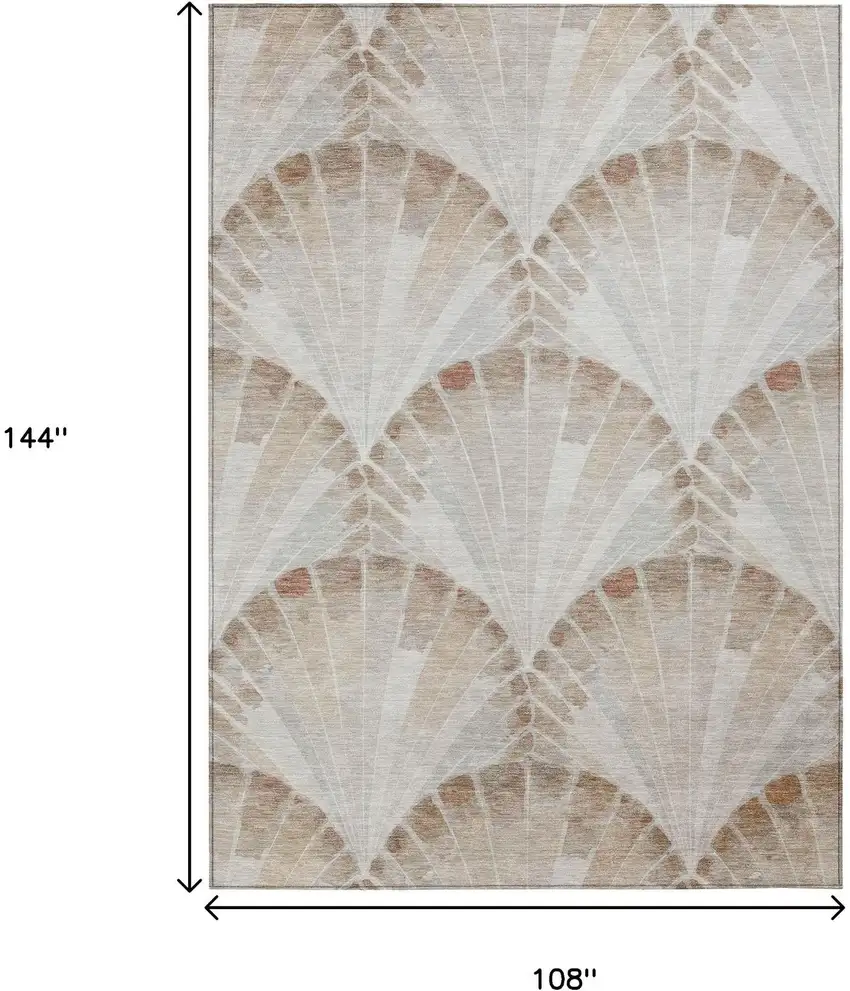 Beige And Brown Seashell Washable Indoor Outdoor Area Rug Photo 7