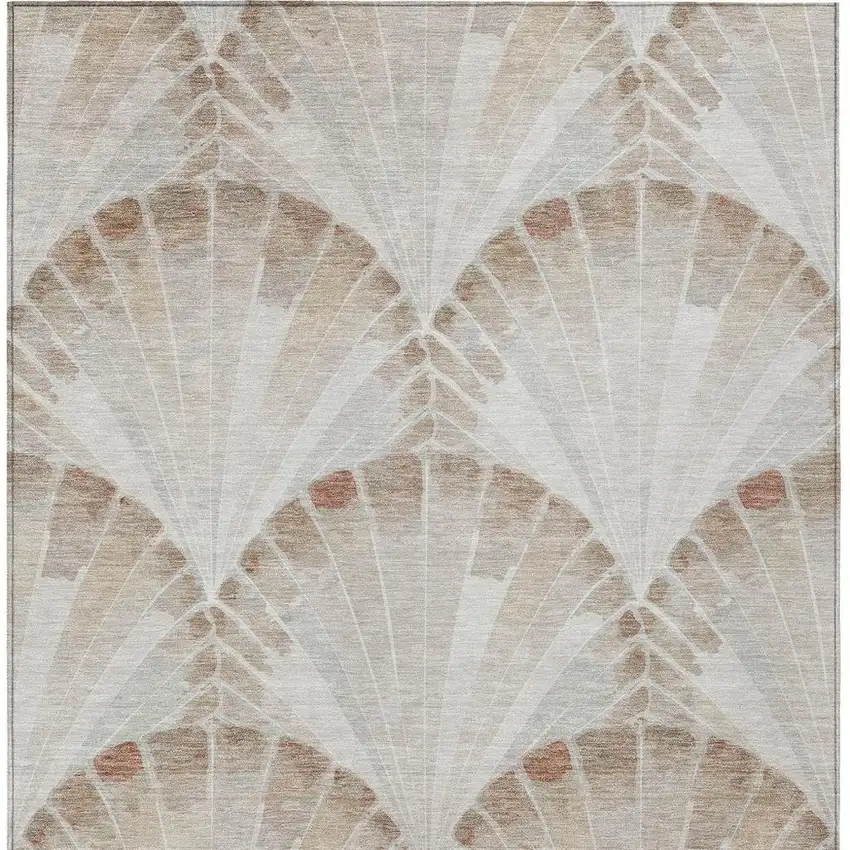 Beige And Brown Seashell Washable Indoor Outdoor Area Rug Photo 2