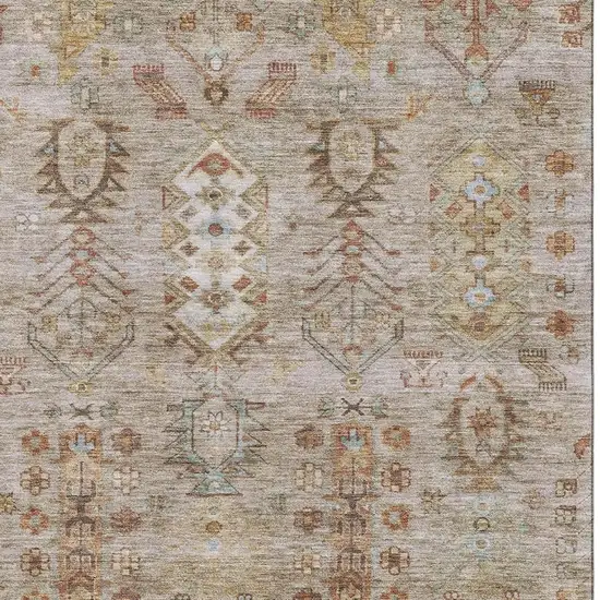 Beige And Brown Southwestern Washable Area Rug With UV Protection Photo 3