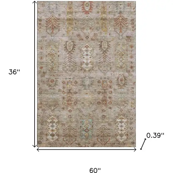 Beige And Brown Southwestern Washable Area Rug With UV Protection Photo 9