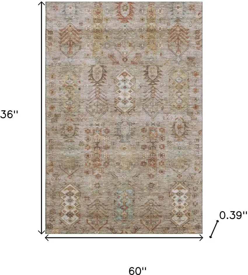 Beige And Brown Southwestern Washable Area Rug With UV Protection Photo 9