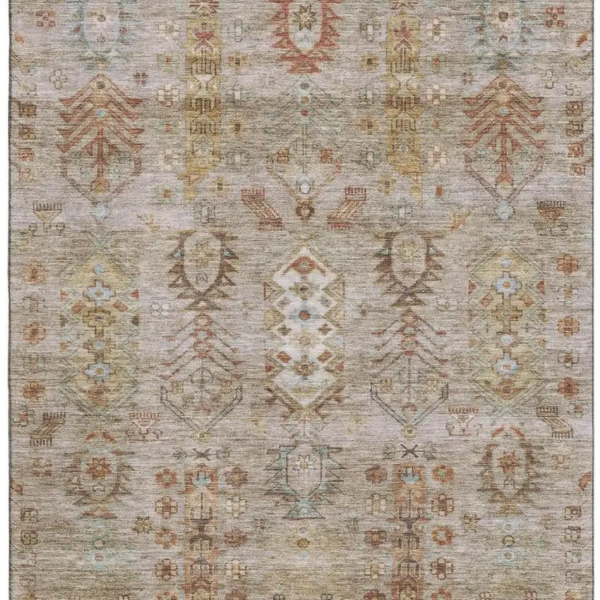 Beige And Brown Southwestern Washable Area Rug With UV Protection Photo 4
