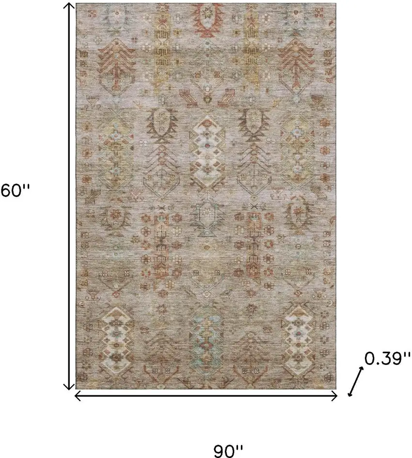 Beige And Brown Southwestern Washable Area Rug With UV Protection Photo 9