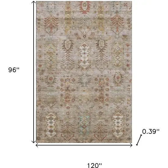 Beige And Brown Southwestern Washable Area Rug With UV Protection Photo 9