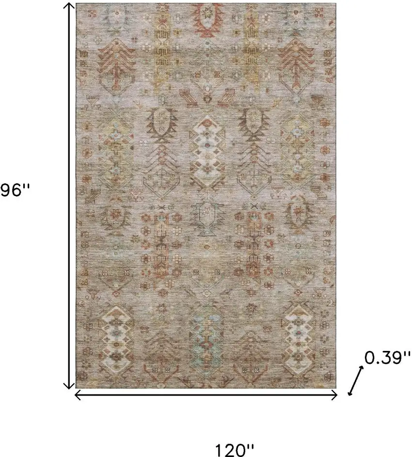 Beige And Brown Southwestern Washable Area Rug With UV Protection Photo 9