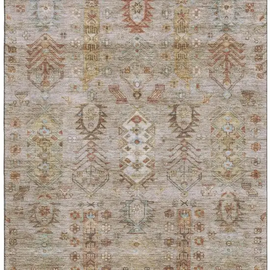 Beige And Brown Southwestern Washable Area Rug With UV Protection Photo 4