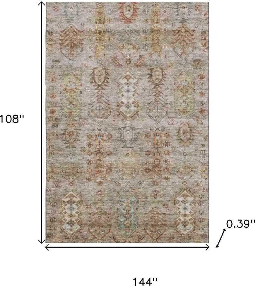 Beige And Brown Southwestern Washable Area Rug With UV Protection Photo 9