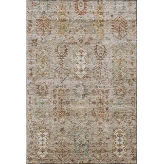 Beige And Brown Southwestern Washable Area Rug With UV Protection Photo 4