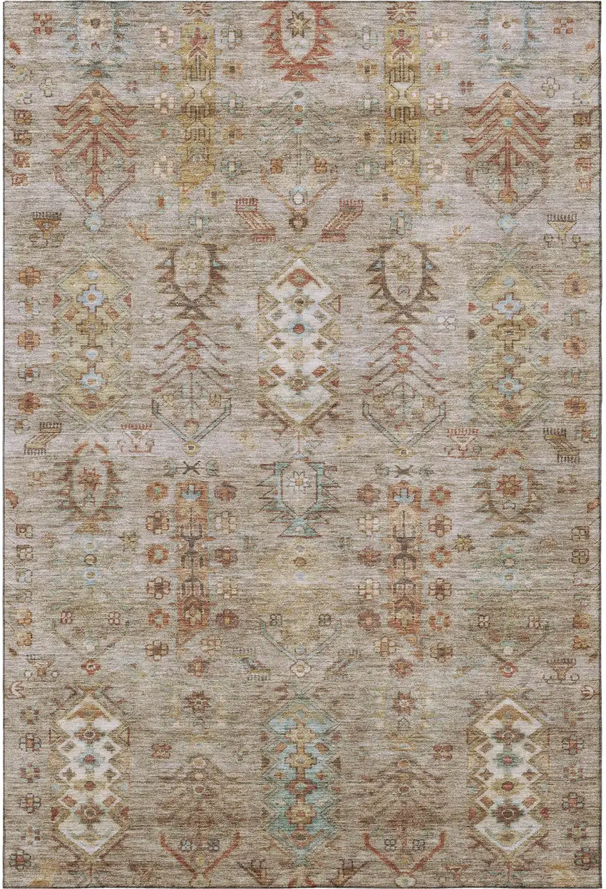 Beige And Brown Southwestern Washable Area Rug With UV Protection Photo 4