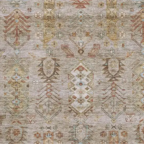 Beige And Brown Southwestern Washable Area Rug With UV Protection Photo 3