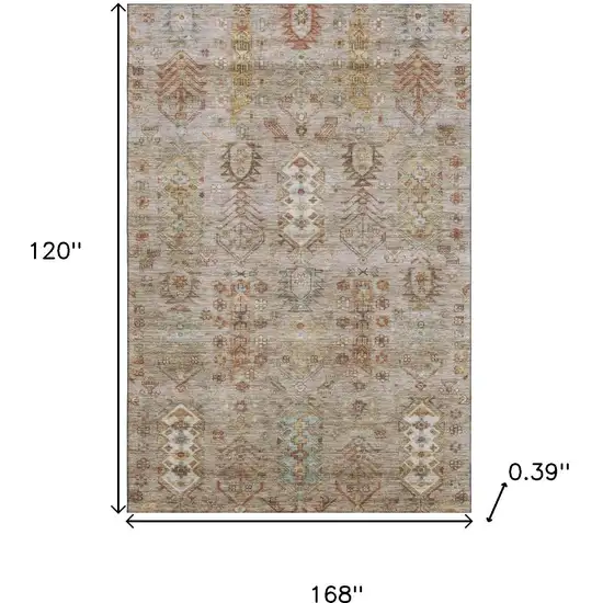 Beige And Brown Southwestern Washable Area Rug With UV Protection Photo 9
