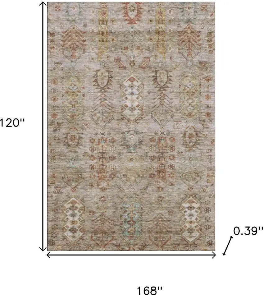 Beige And Brown Southwestern Washable Area Rug With UV Protection Photo 9