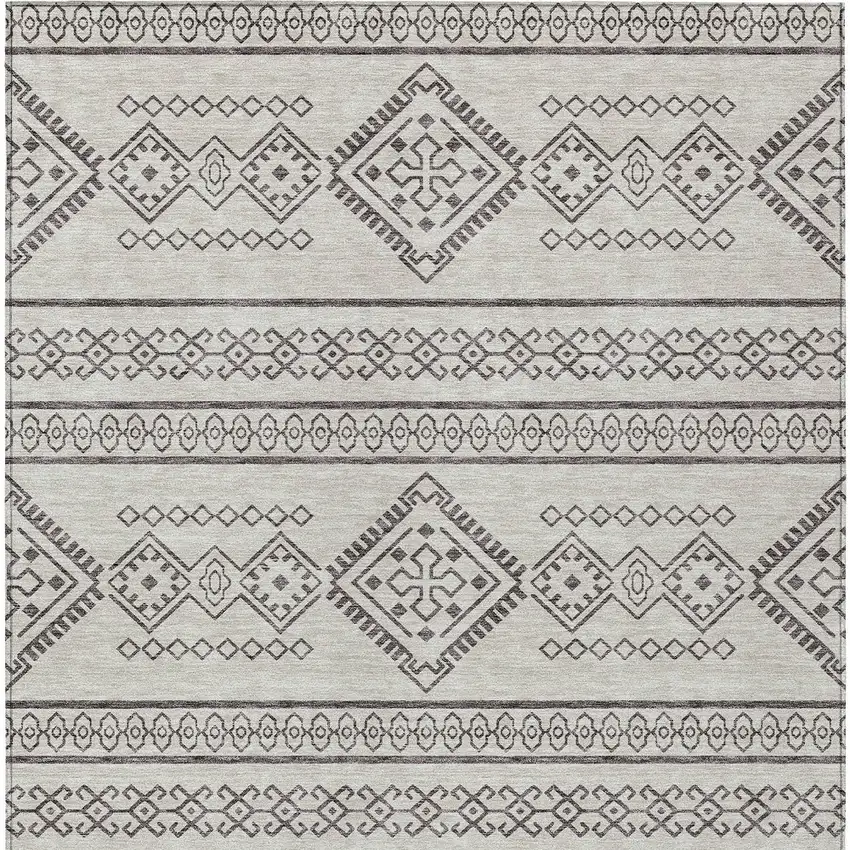 Beige And Brown Southwestern Washable Indoor Outdoor Area Rug Photo 7