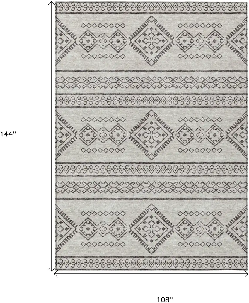 Beige And Brown Southwestern Washable Indoor Outdoor Area Rug Photo 3