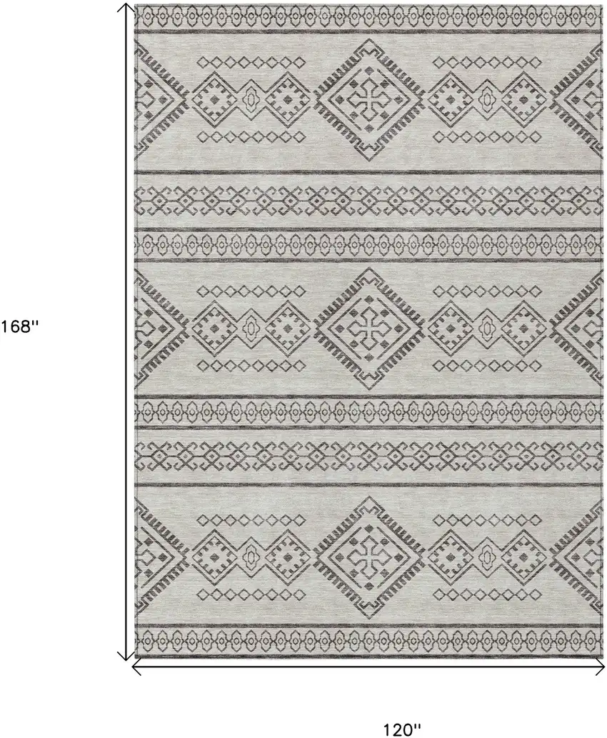 Beige And Brown Southwestern Washable Indoor Outdoor Area Rug Photo 3