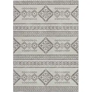 Photo of Beige And Brown Southwestern Washable Indoor Outdoor Area Rug