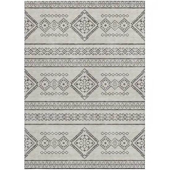 Beige And Brown Southwestern Washable Indoor Outdoor Area Rug Photo 7