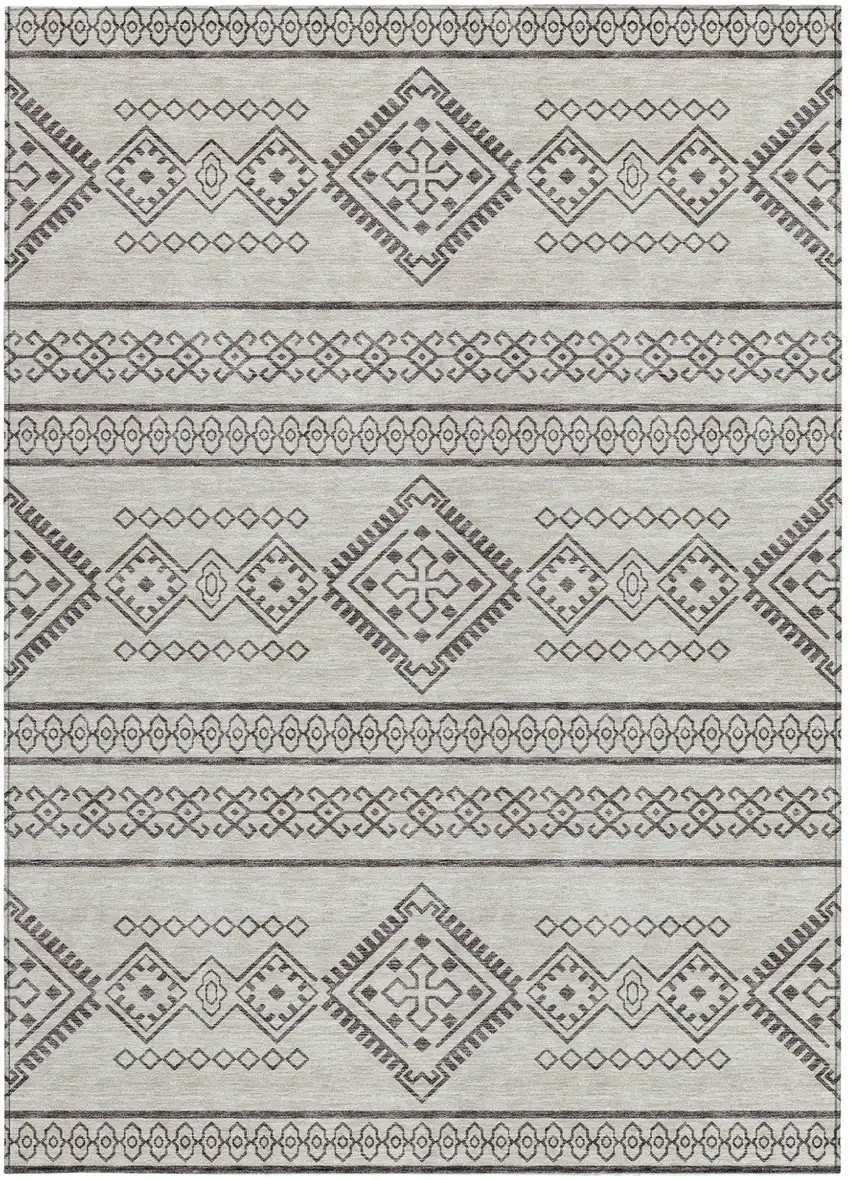 Beige And Brown Southwestern Washable Indoor Outdoor Area Rug Photo 7