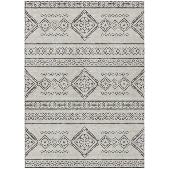Beige And Brown Southwestern Washable Indoor Outdoor Area Rug Photo 2