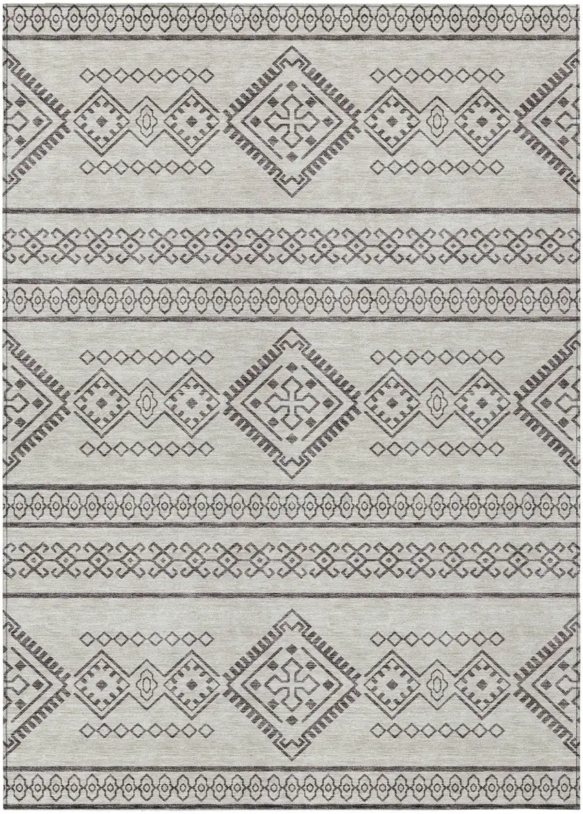 Beige And Brown Southwestern Washable Indoor Outdoor Area Rug Photo 2