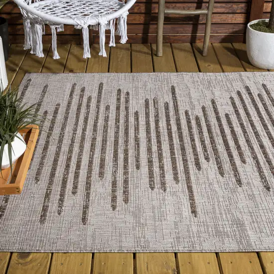 Beige And Brown Striped Indoor Outdoor Area Rug Photo 9