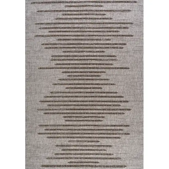 Beige And Brown Striped Indoor Outdoor Area Rug Photo 1