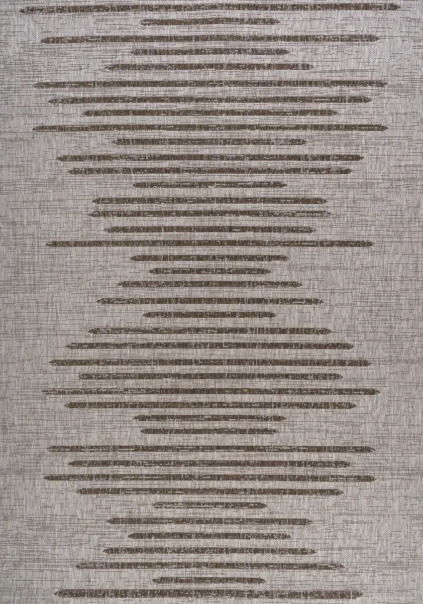 Beige And Brown Striped Indoor Outdoor Area Rug Photo 1