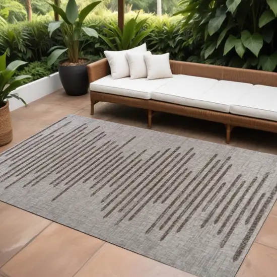 Beige And Brown Striped Indoor Outdoor Area Rug Photo 1