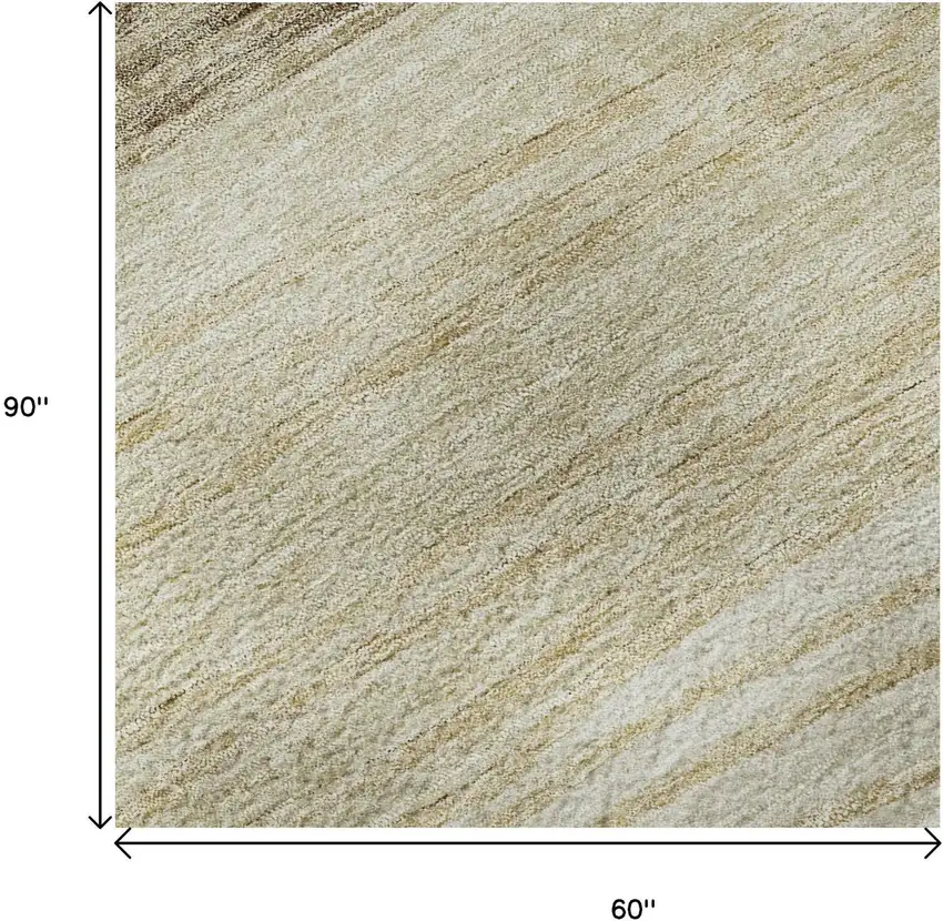 Beige And Brown Striped Washable Area Rug With UV Protection Photo 9