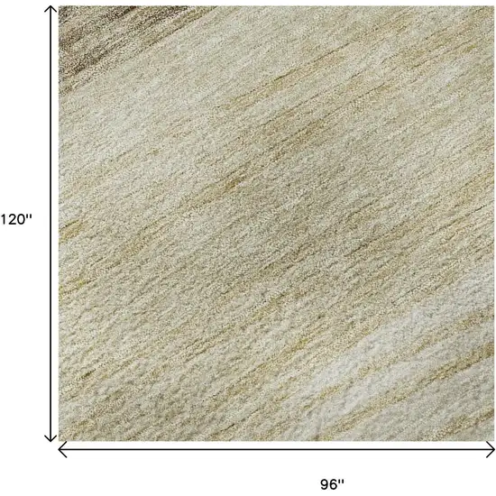 Beige And Brown Striped Washable Area Rug With UV Protection Photo 9