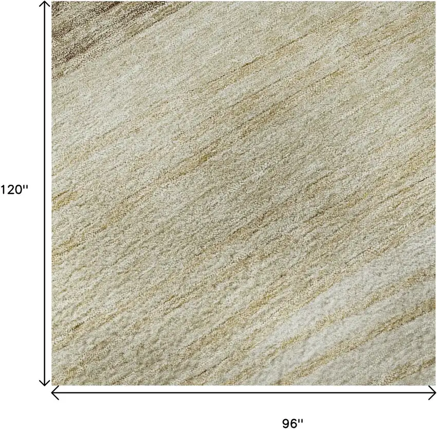 Beige And Brown Striped Washable Area Rug With UV Protection Photo 9