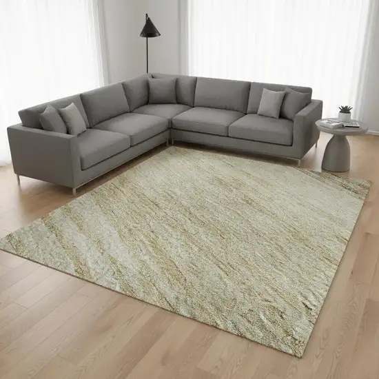 Beige And Brown Striped Washable Area Rug With UV Protection Photo 2