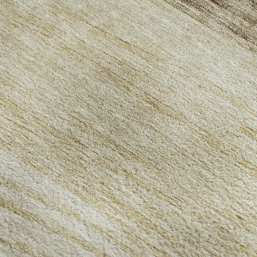 Beige And Brown Striped Washable Area Rug With UV Protection Photo 3