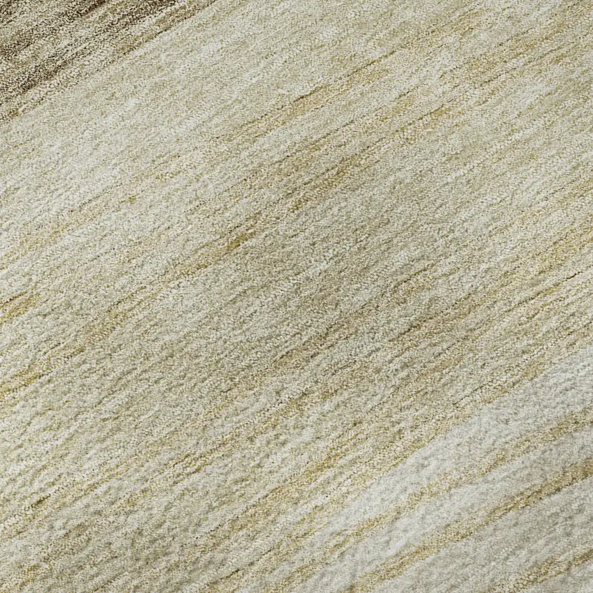 Beige And Brown Striped Washable Area Rug With UV Protection Photo 1