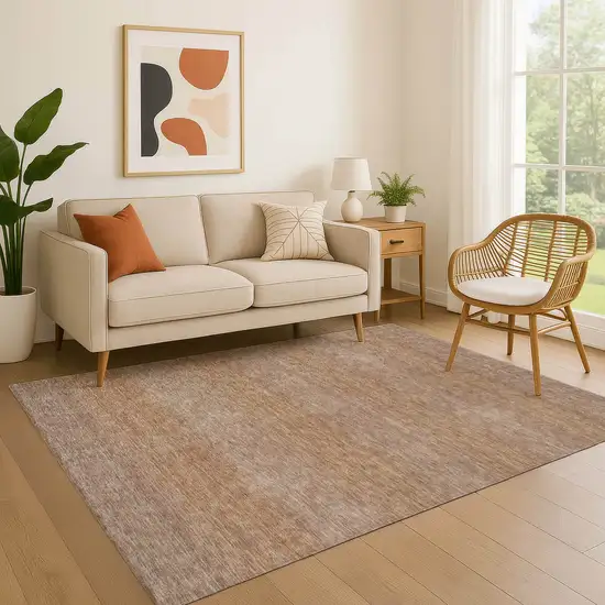 Beige And Brown Striped Washable Area Rug With UV Protection Photo 3