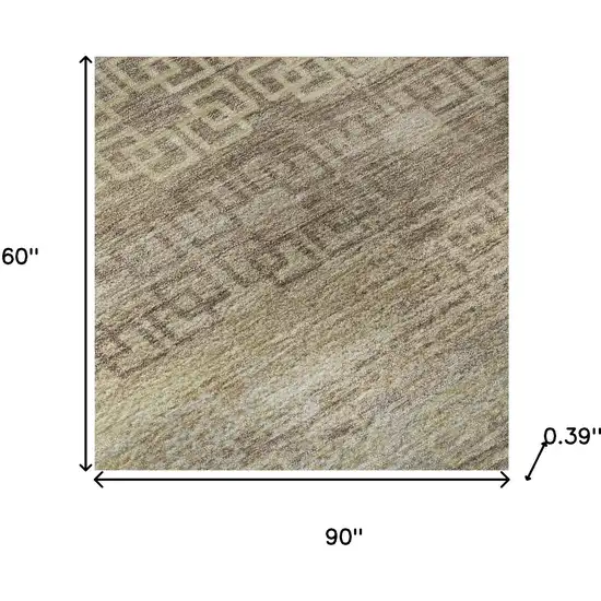 Beige And Brown Striped Washable Area Rug With UV Protection Photo 9