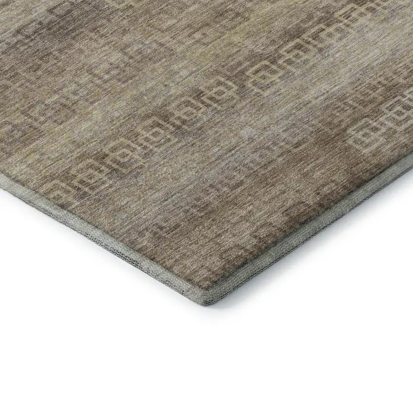 Beige And Brown Striped Washable Area Rug With UV Protection Photo 8