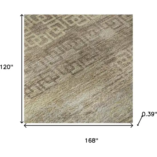 Beige And Brown Striped Washable Area Rug With UV Protection Photo 8