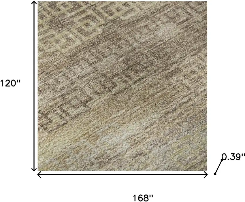 Beige And Brown Striped Washable Area Rug With UV Protection Photo 8