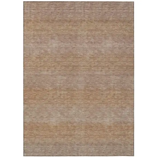 Beige And Brown Striped Washable Indoor Outdoor Area Rug Photo 2