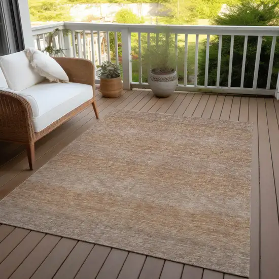 Beige And Brown Striped Washable Indoor Outdoor Area Rug Photo 7